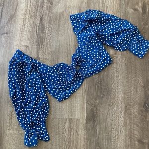 For Love And Lemons Blue Polka Dot Crop Top